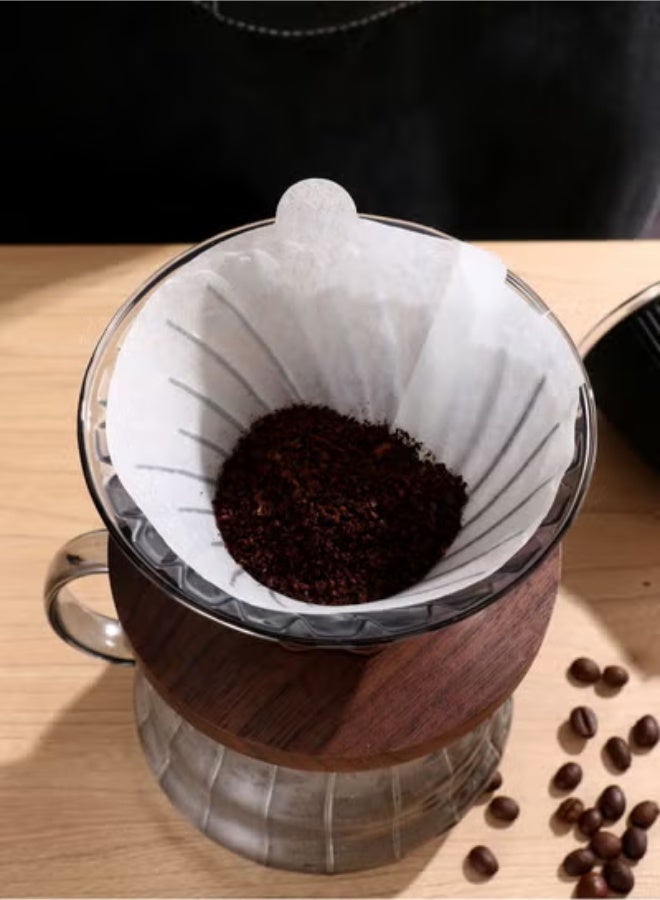 بريتيل فلتر قهوة V60 ورقي 100 قطعة، مقاس 02 أبيض بدون مبيض فلتر قهوة طبيعي 100% من 1 إلى 4 أكواب ورق قهوة مخروطي للاستخدام مرة واحدة - Image 3